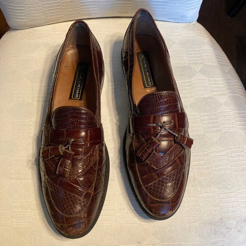 Stacy Adams genuine snake shoes Brown Mens 10